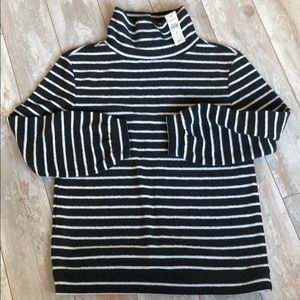 LOFT Dark Gray & White Stripe Fleece Top.1938